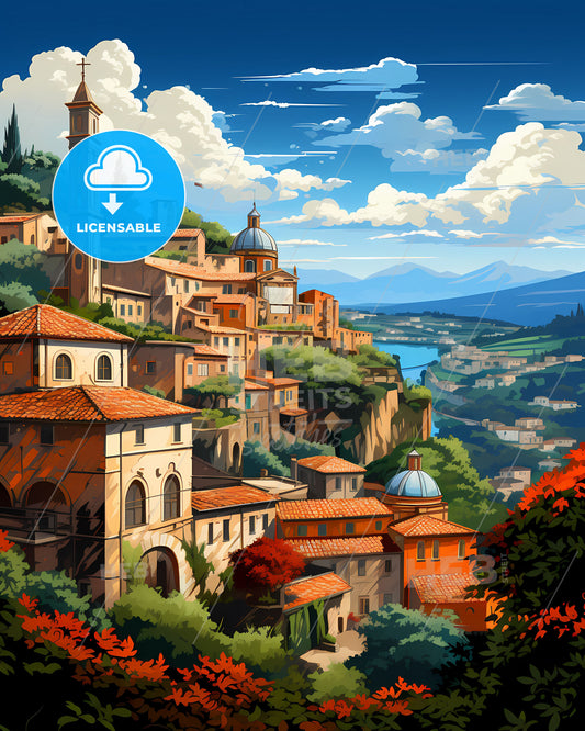 Tivoli, Italy, a lively and colourful cityscape