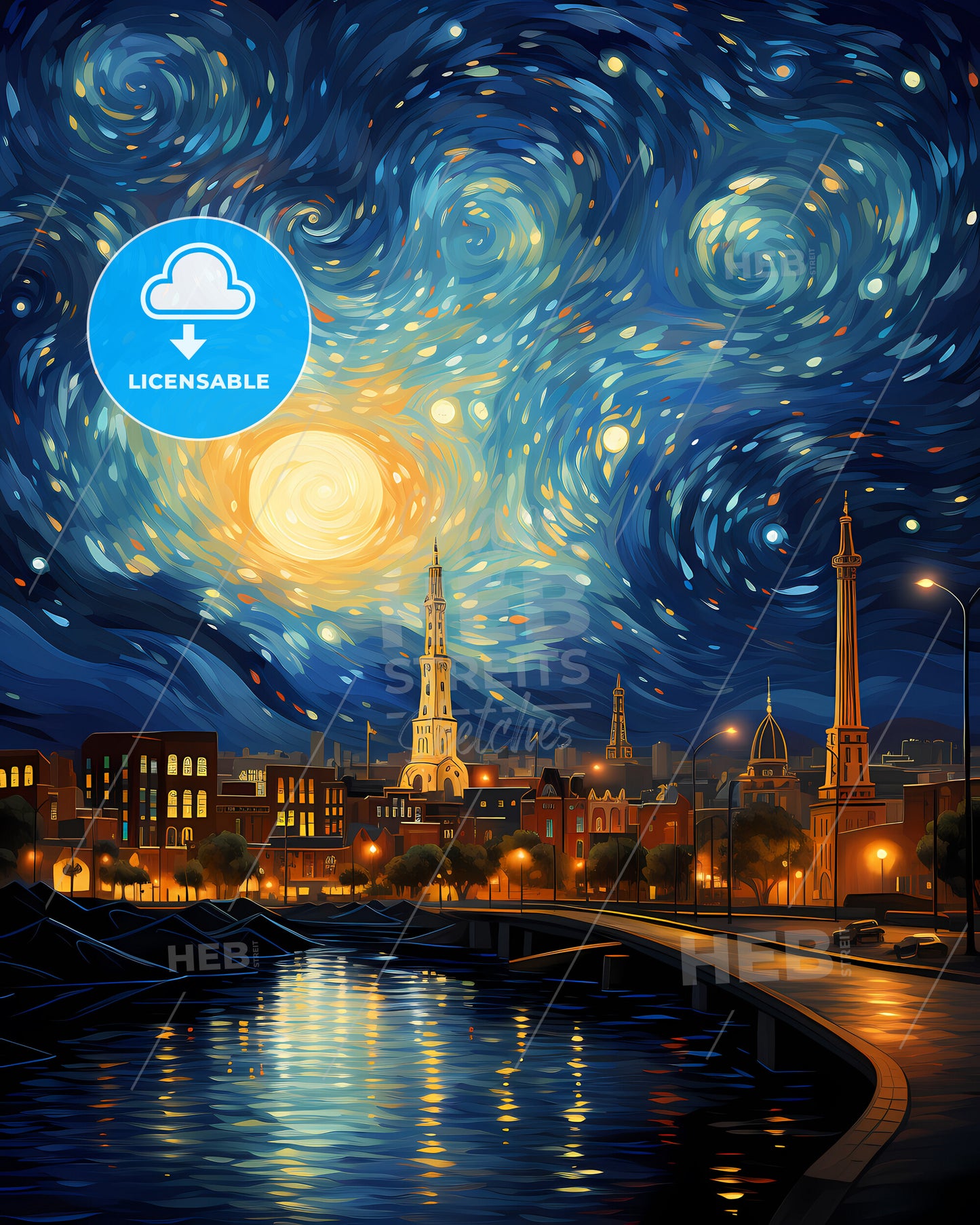 Peoria, Arizona, a city at night with a river and a bridge