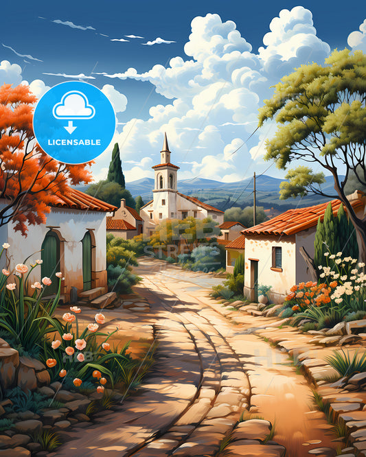 Hardenberg, Netherlands, a road with houses and trees