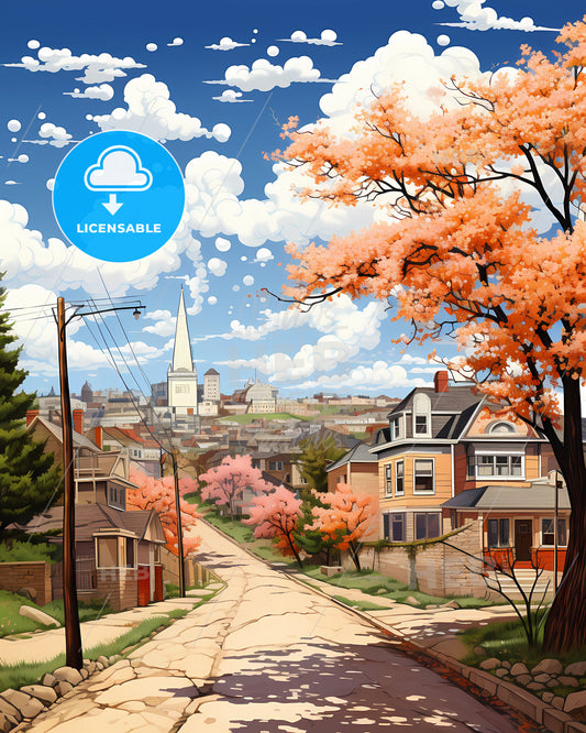 Topeka, Kansas, a street with houses and trees