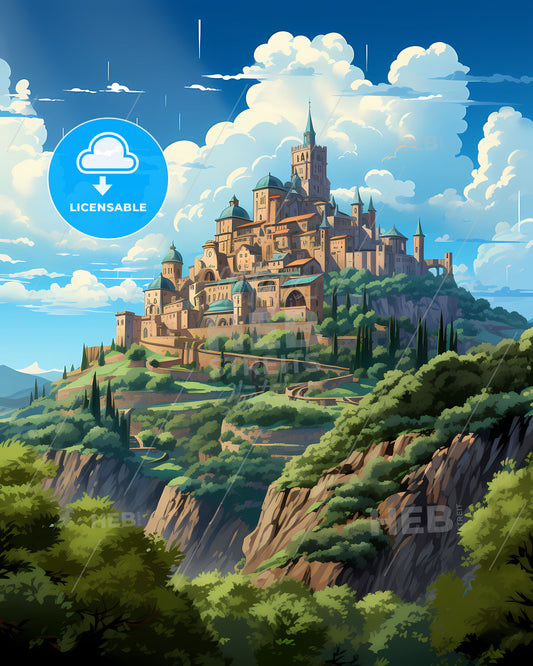 Viterbo, Italy, a castle on a hill