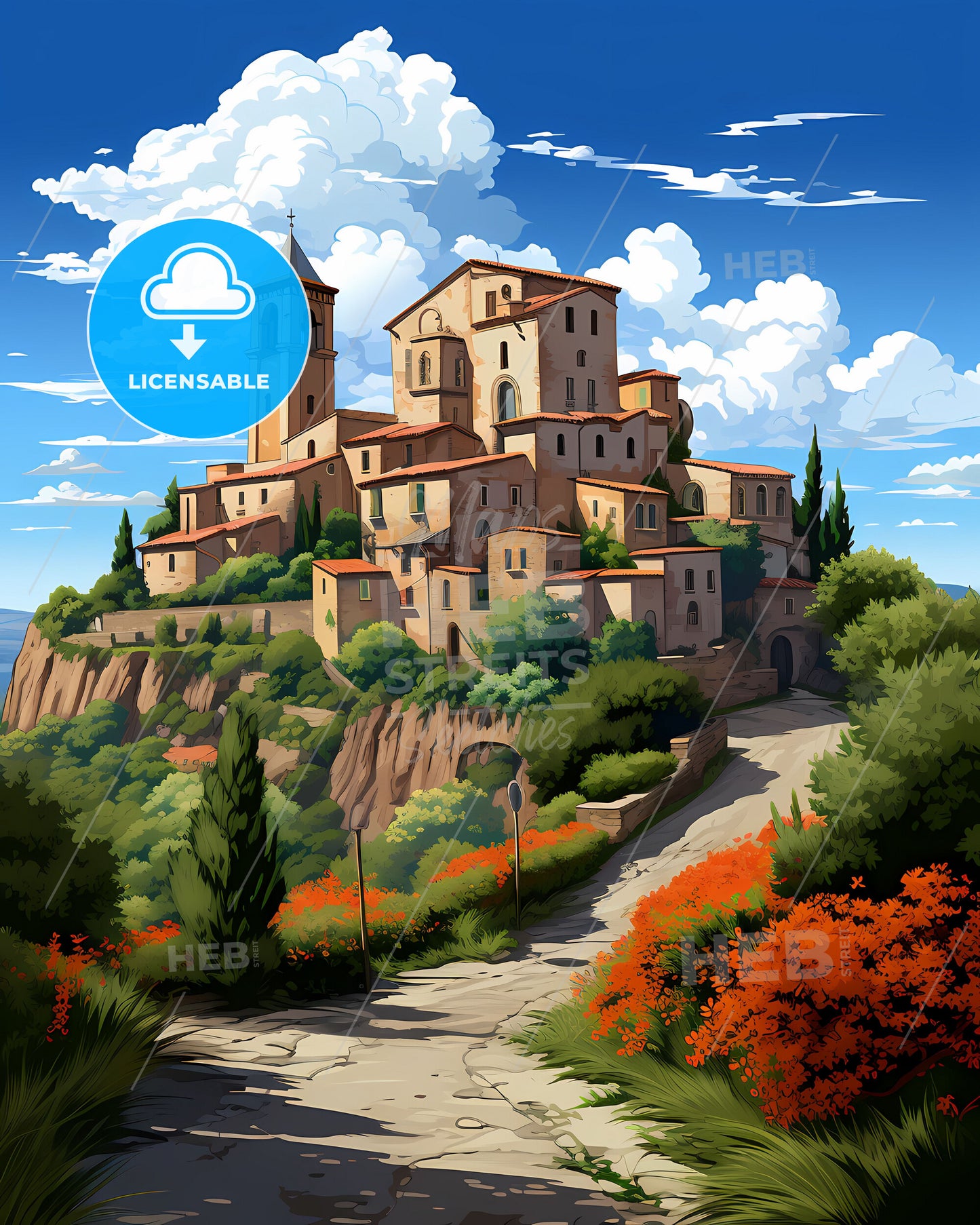 Viterbo, Italy, a building on a hill