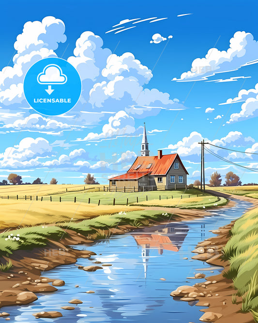 De Fryske Marren, Netherlands, a house next to a river