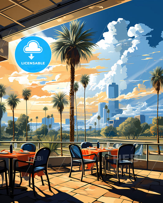 Pomona, California, a restaurant with tables and chairs