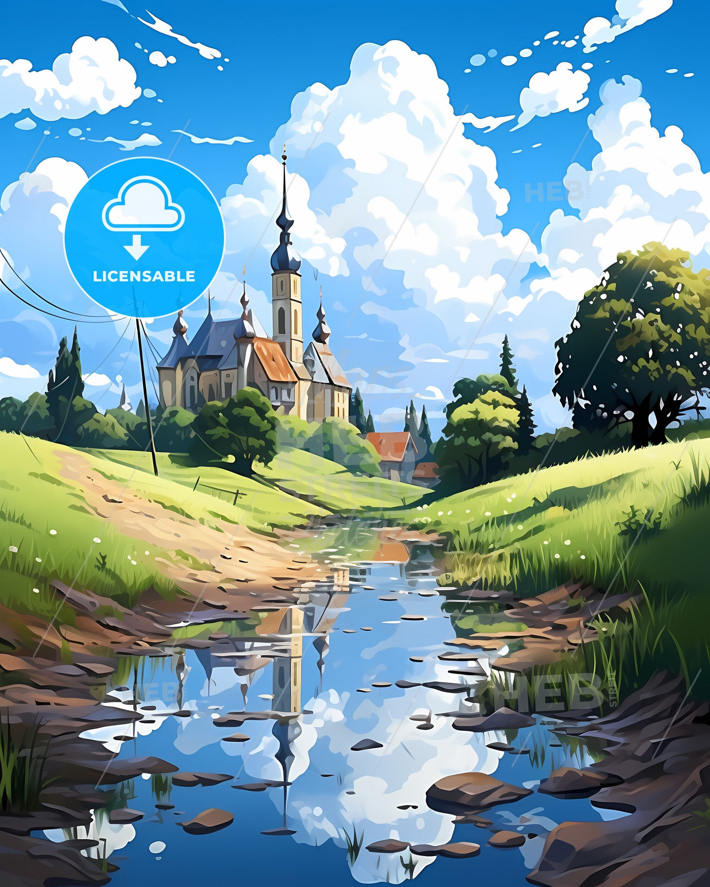 Zaporizhia, Ukraine, a river running through a grassy area with a building in the background