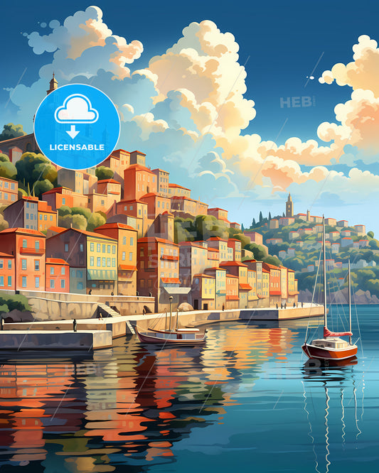 Maia, Portugal, a water body with boats and a city on it