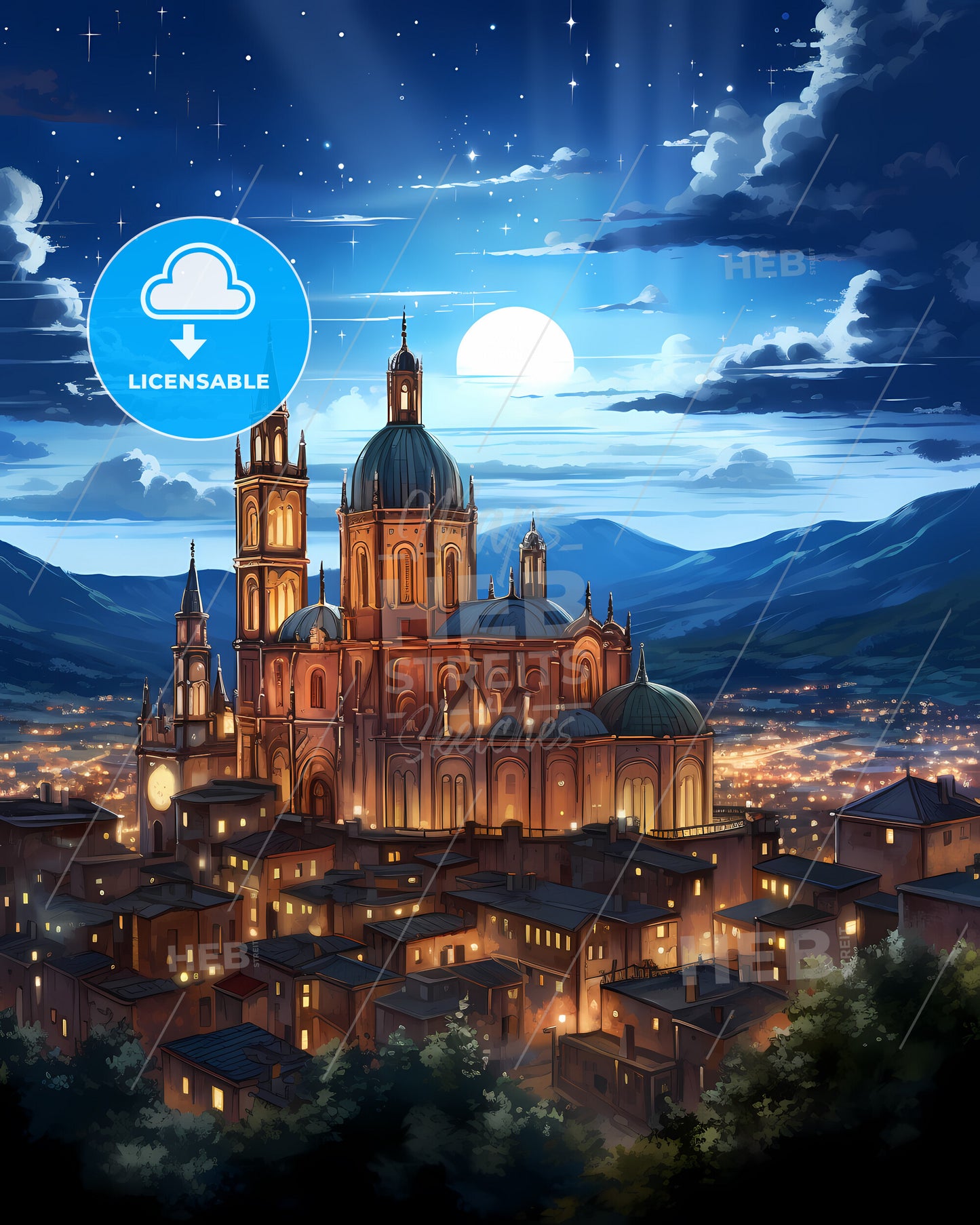 Sassari, Italy, a building with towers and a dome on top of a city