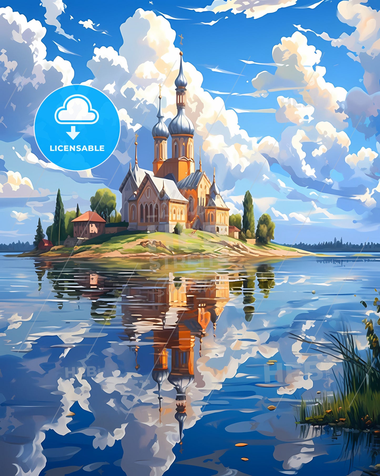 Zaporizhia, Ukraine, a building on an island with a body of water