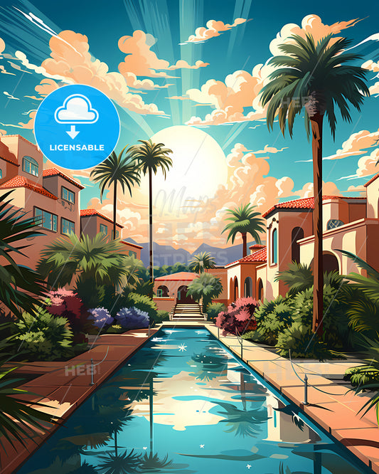 Largo, Florida, a pool in a tropical area