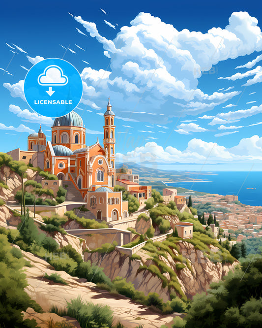 Foggia, Italy, a building on a hill