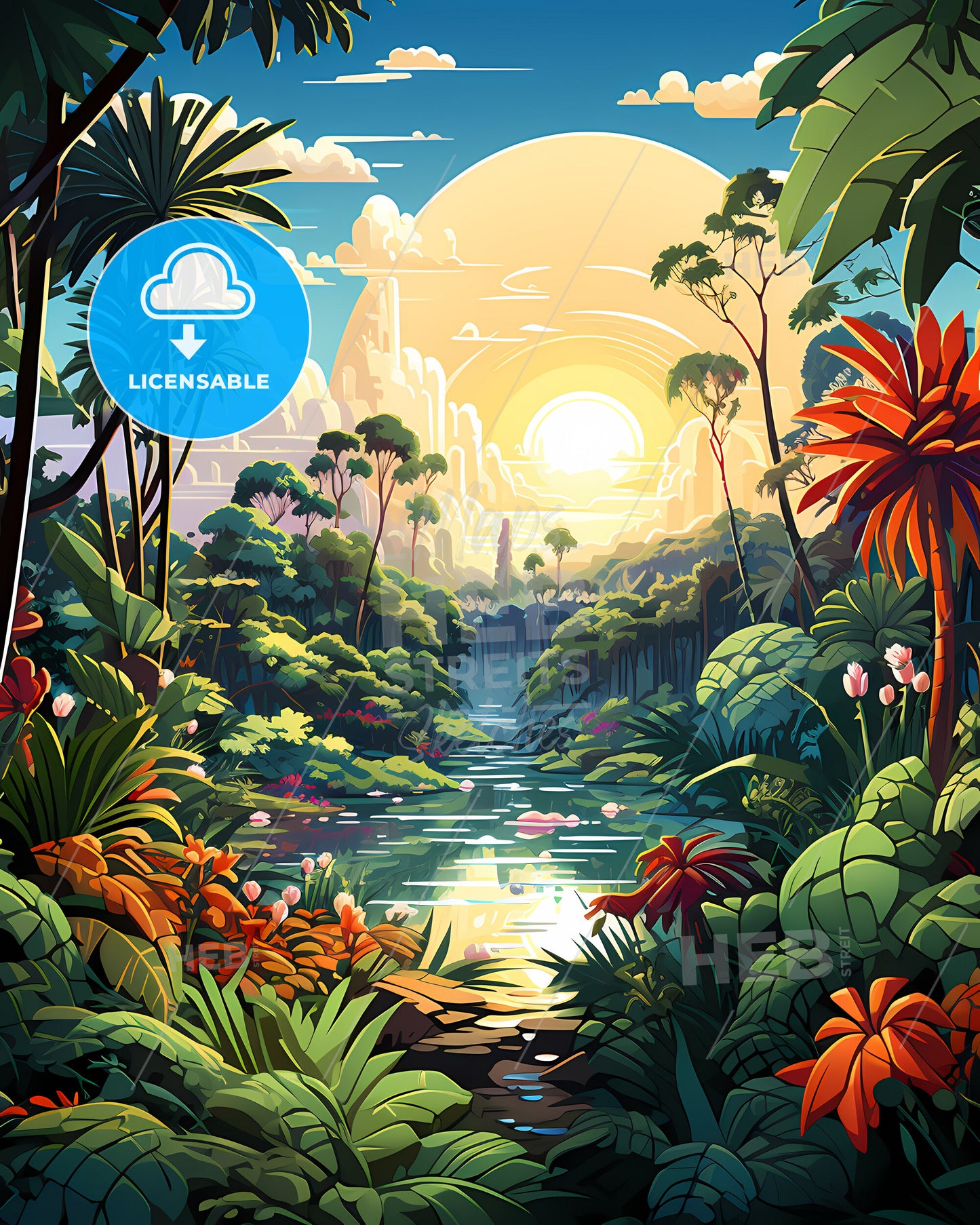 Clearwater, Florida, a river with trees and flowers