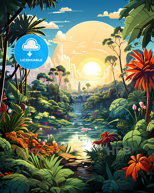 Clearwater, Florida, a river with trees and flowers