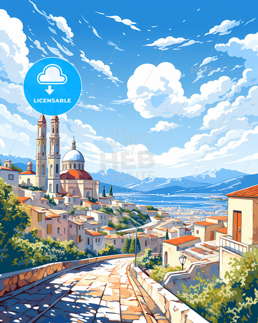 Foggia, Italy, a road leading to a town