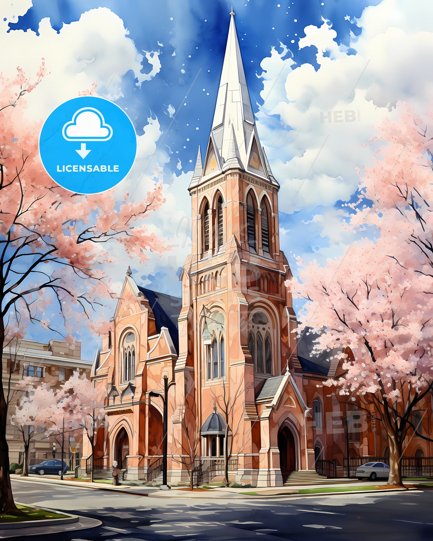 Springfield, Illinois, a church with trees in the background