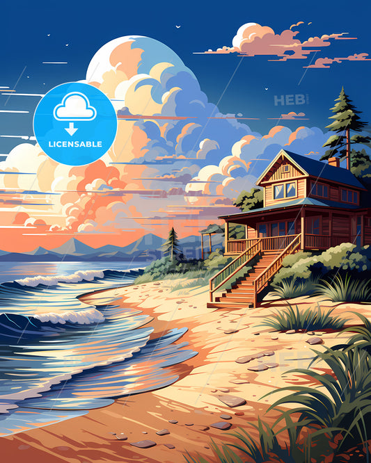 Pompano Beach, Florida, a house on a beach