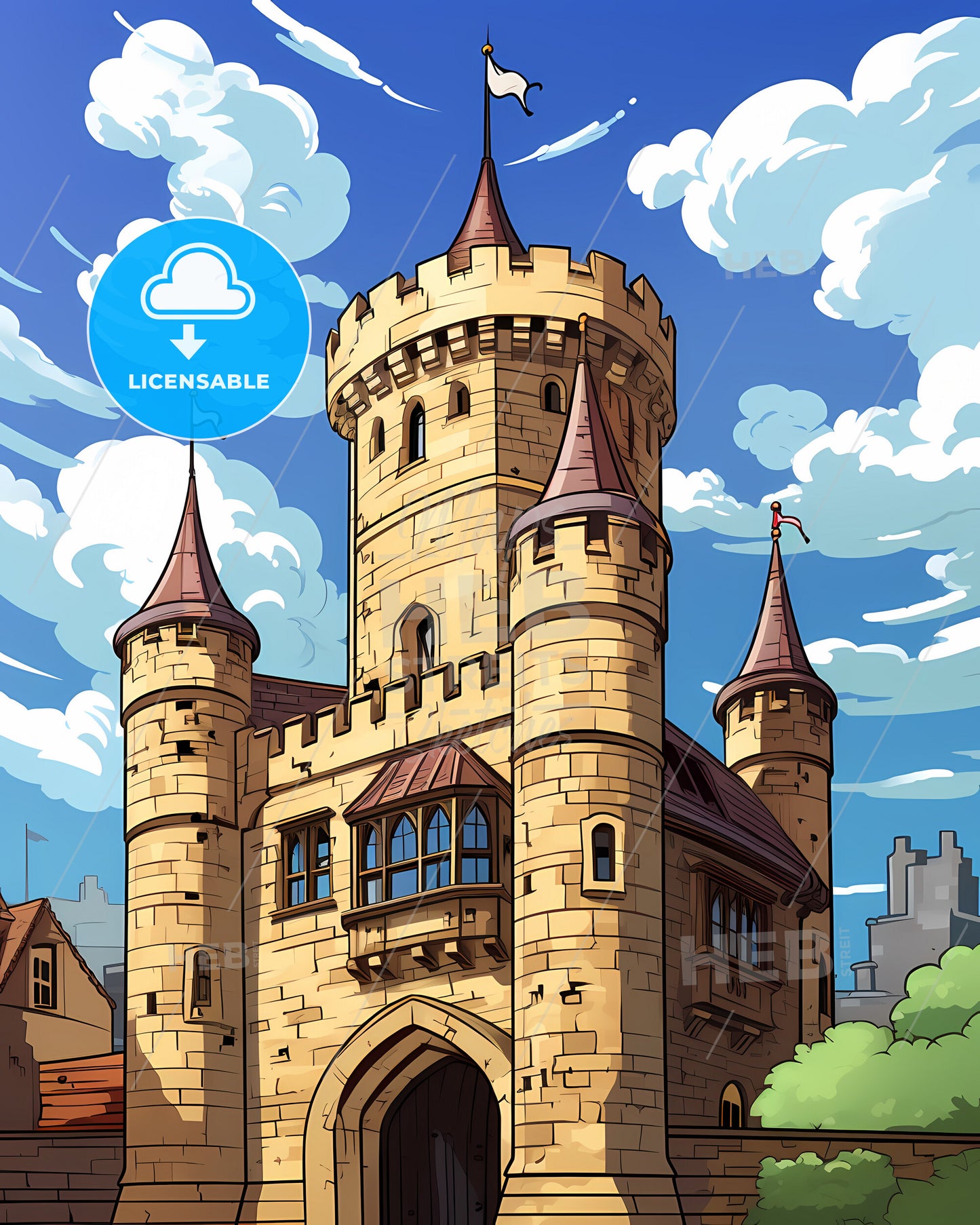 Skokie, Illinois, a cartoon of a castle
