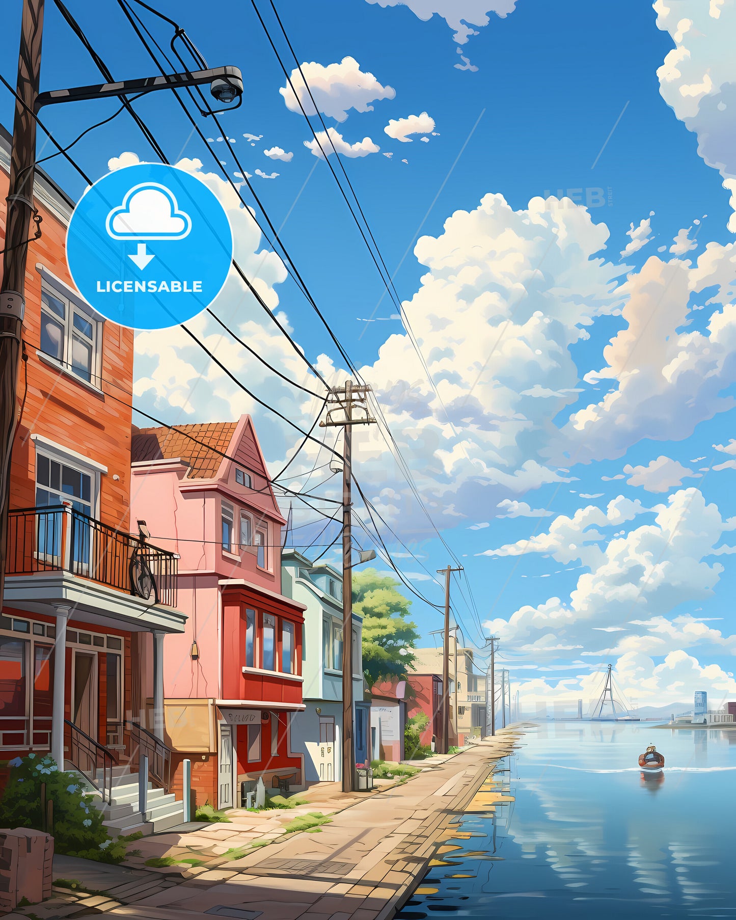 Den Helder, Netherlands, a row of houses on a river