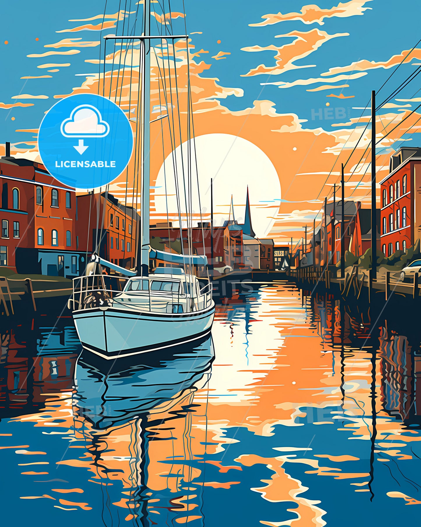 Den Helder, Netherlands, a boat on a canal with buildings in the background