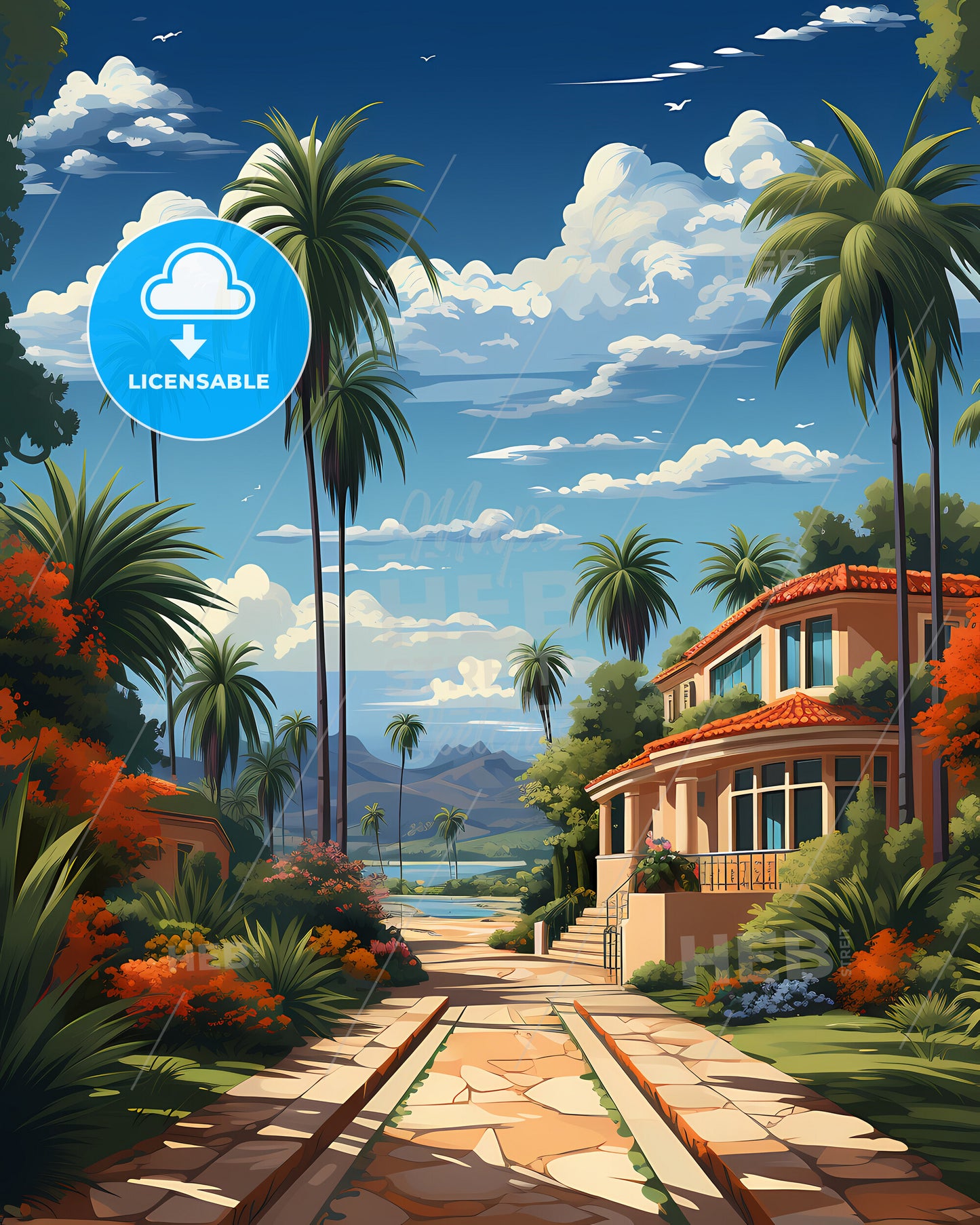 Lake Forest, California, a house with a large balcony surrounded by palm trees