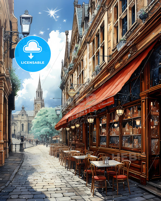 Stoke-On-Trent, West Midlands, a street with tables and chairs on it