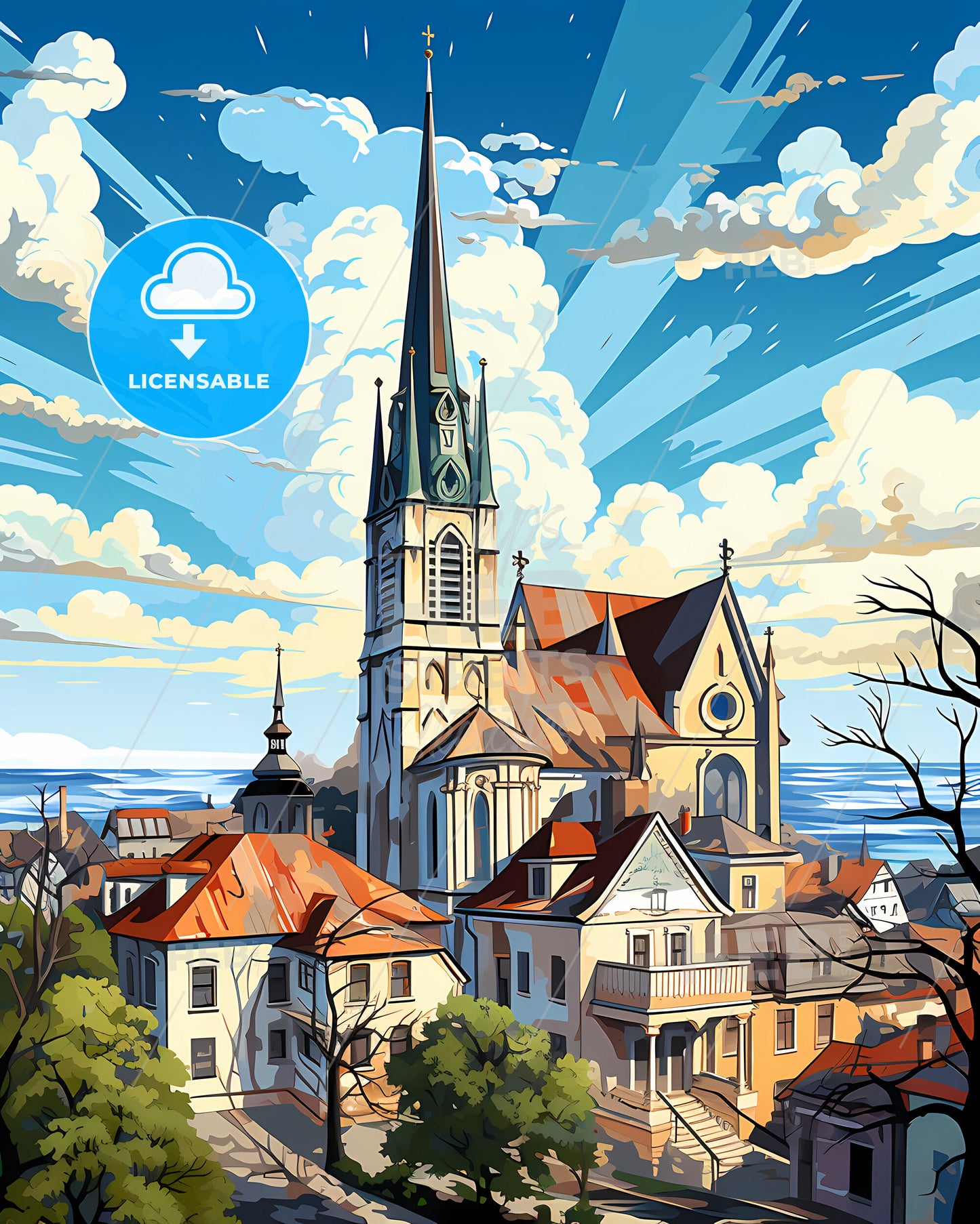 Dnipro, Ukraine, a church in a town