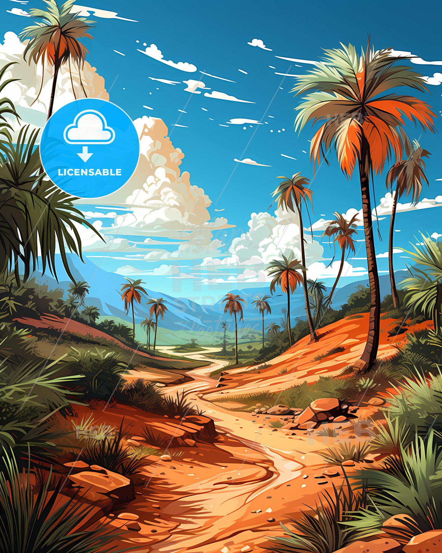 Plantation, Florida, a dirt road through a desert with palm trees