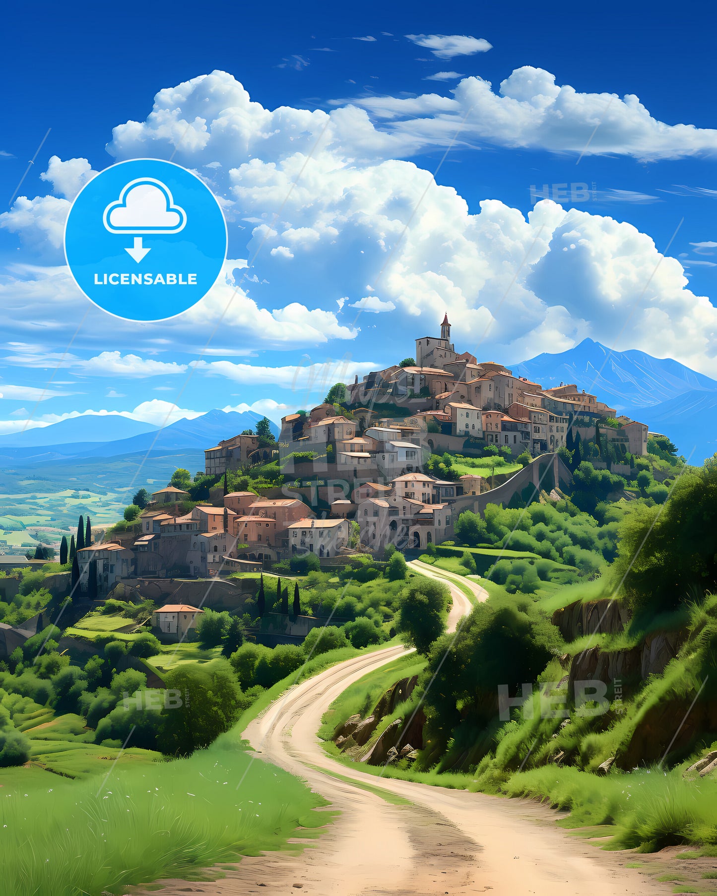 Carrara, Italy, a town on a hill