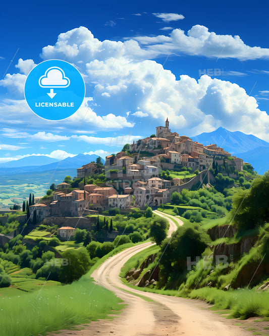 Carrara, Italy, a town on a hill