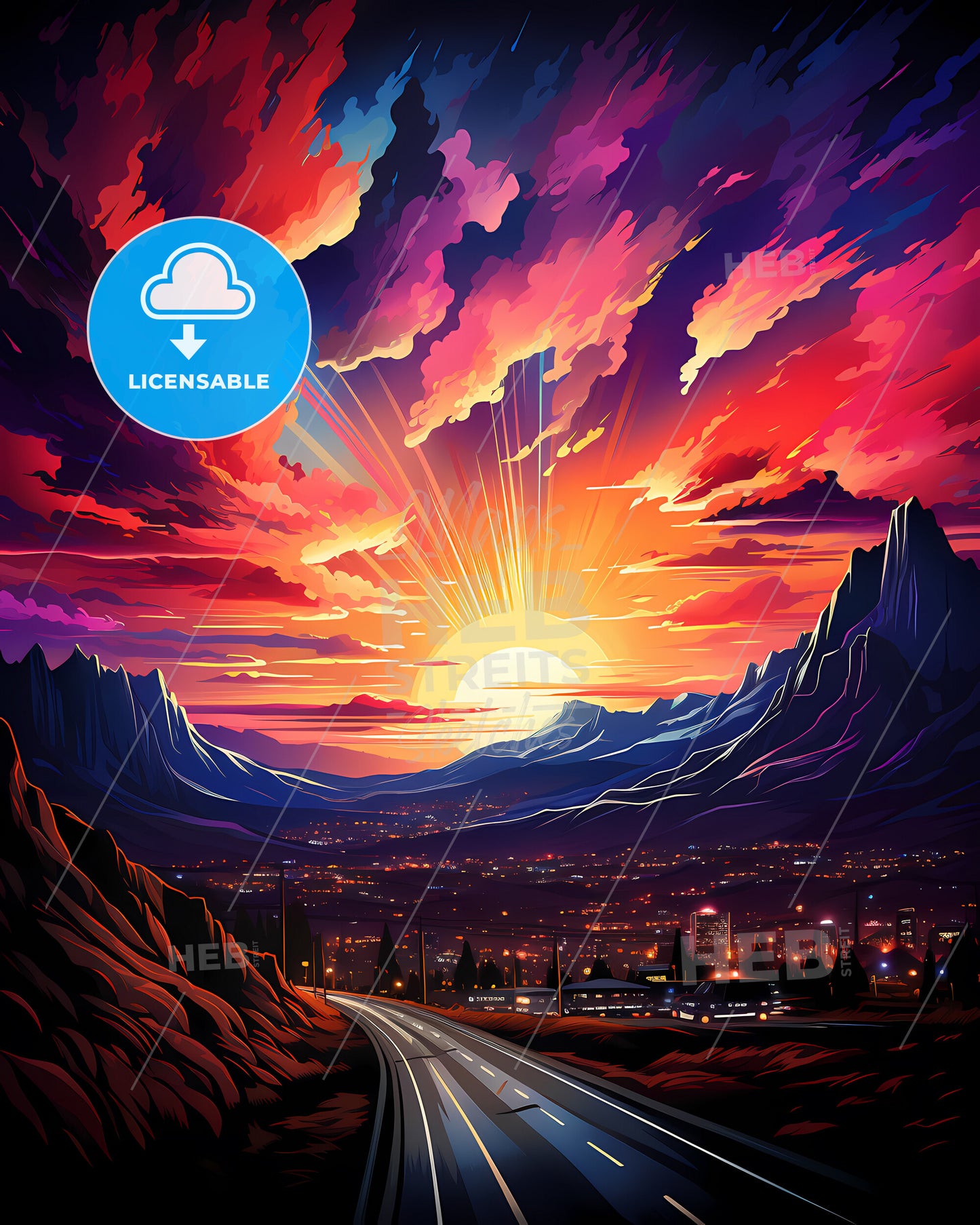 Sparks, Nevada, a sunset over a city