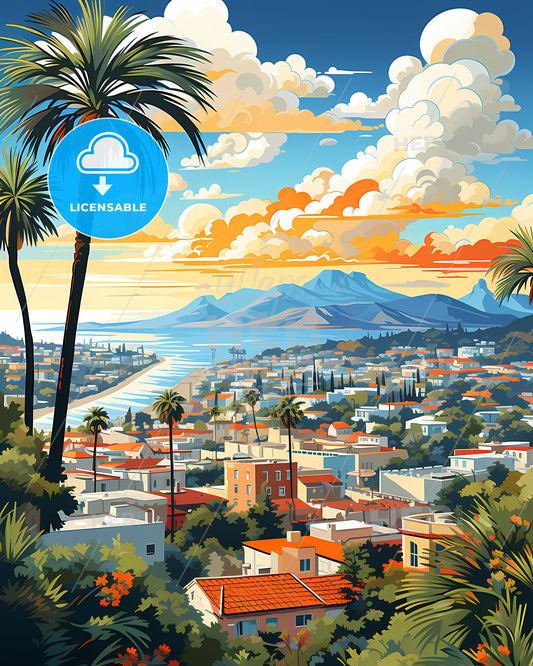 Monterey Park, California, a city with palm trees and mountains