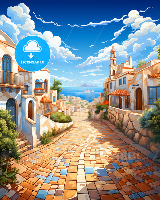 Bisceglie, Italy, a street with buildings and trees