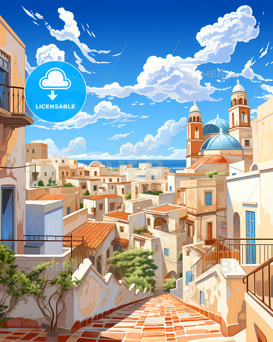 Manfredonia, Italy, a city with a blue sky and clouds