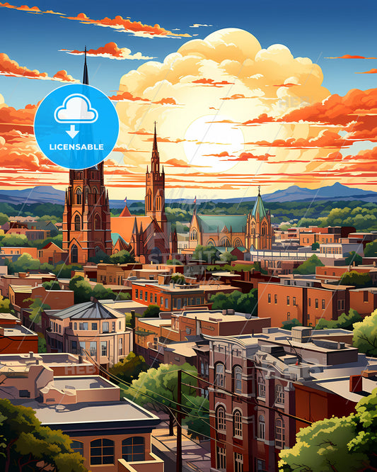 Veenendaal, Netherlands, a city with a church and trees