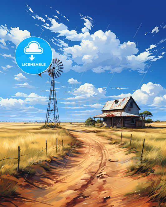 Oral, Kazakhstan, a windmill in a field