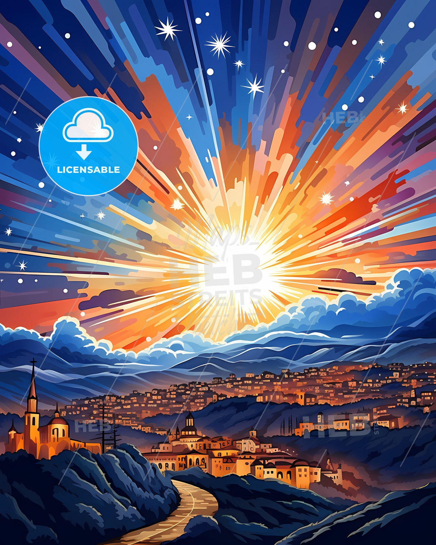 Ankara, Turkey, a colorful sky with clouds and buildings