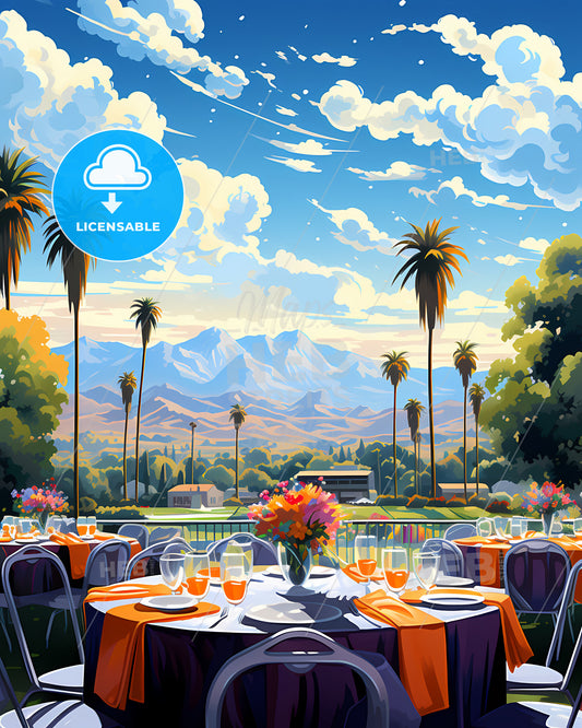 Fontana, California, a table set for a dinner party