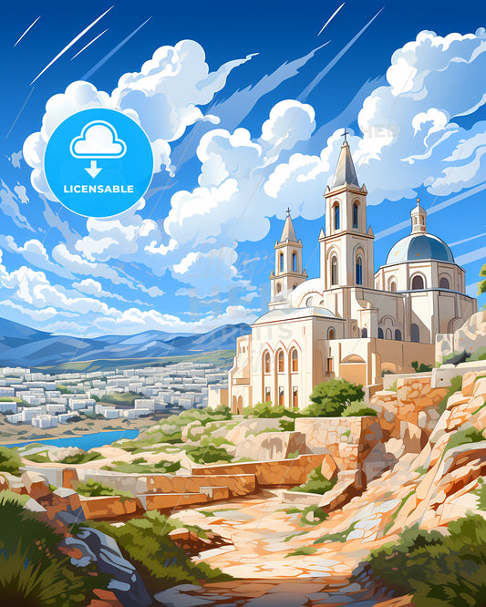 Bisceglie, Italy, a building with towers and a city in the background