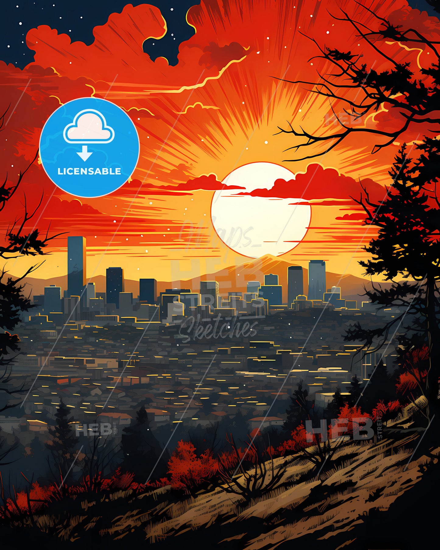 Centennial, Colorado, a sunset over a city