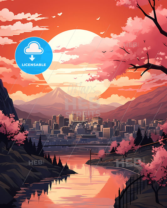 Provo, Utah, a river with a city in the background