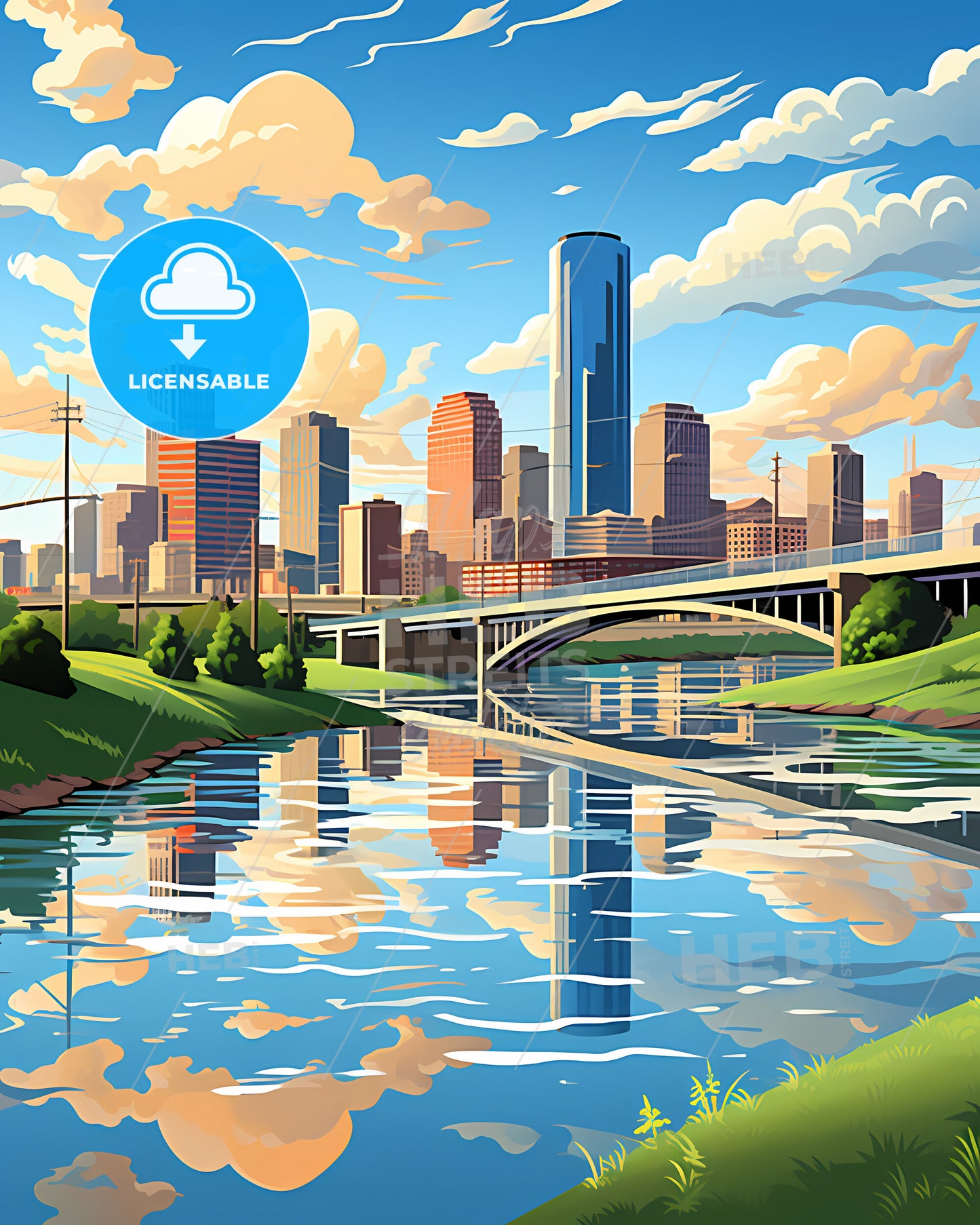 Pasadena, Texas, a bridge over a river with a city in the background