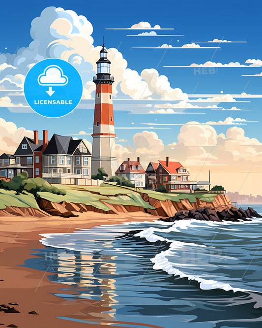 Katwijk, Netherlands, a lighthouse on a beach