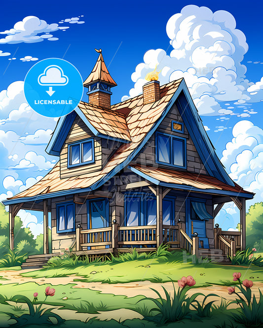 Marysville, Washington, a cartoon house with a porch and a porch