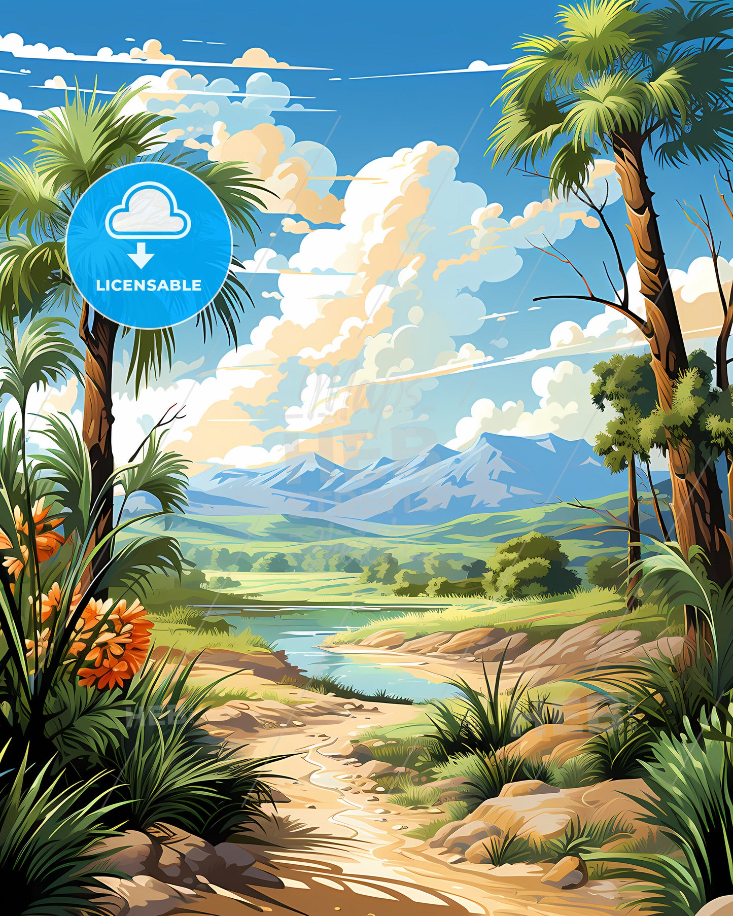 Eastvale, California, a landscape with a river and trees