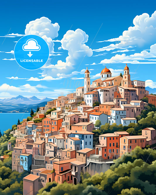 Cava De Tirreni, Italy, a city on a hill