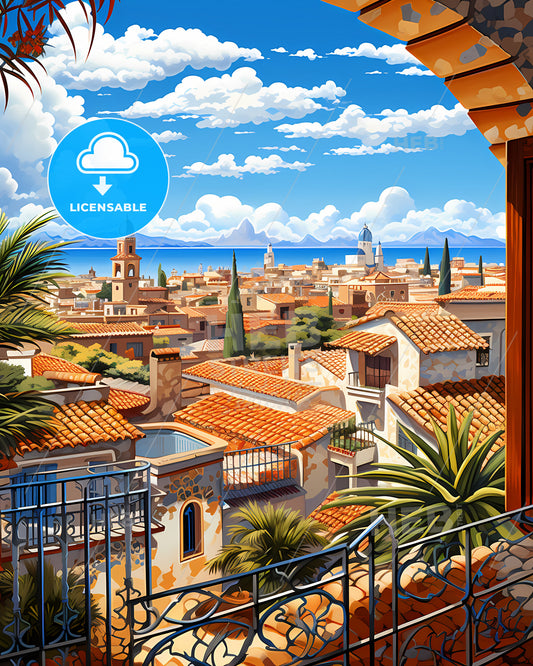 Llobregat, Spain, a view of a city from a balcony