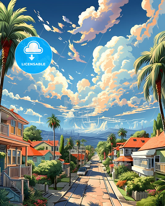 Lauderhill, Florida, a street with houses and palm trees