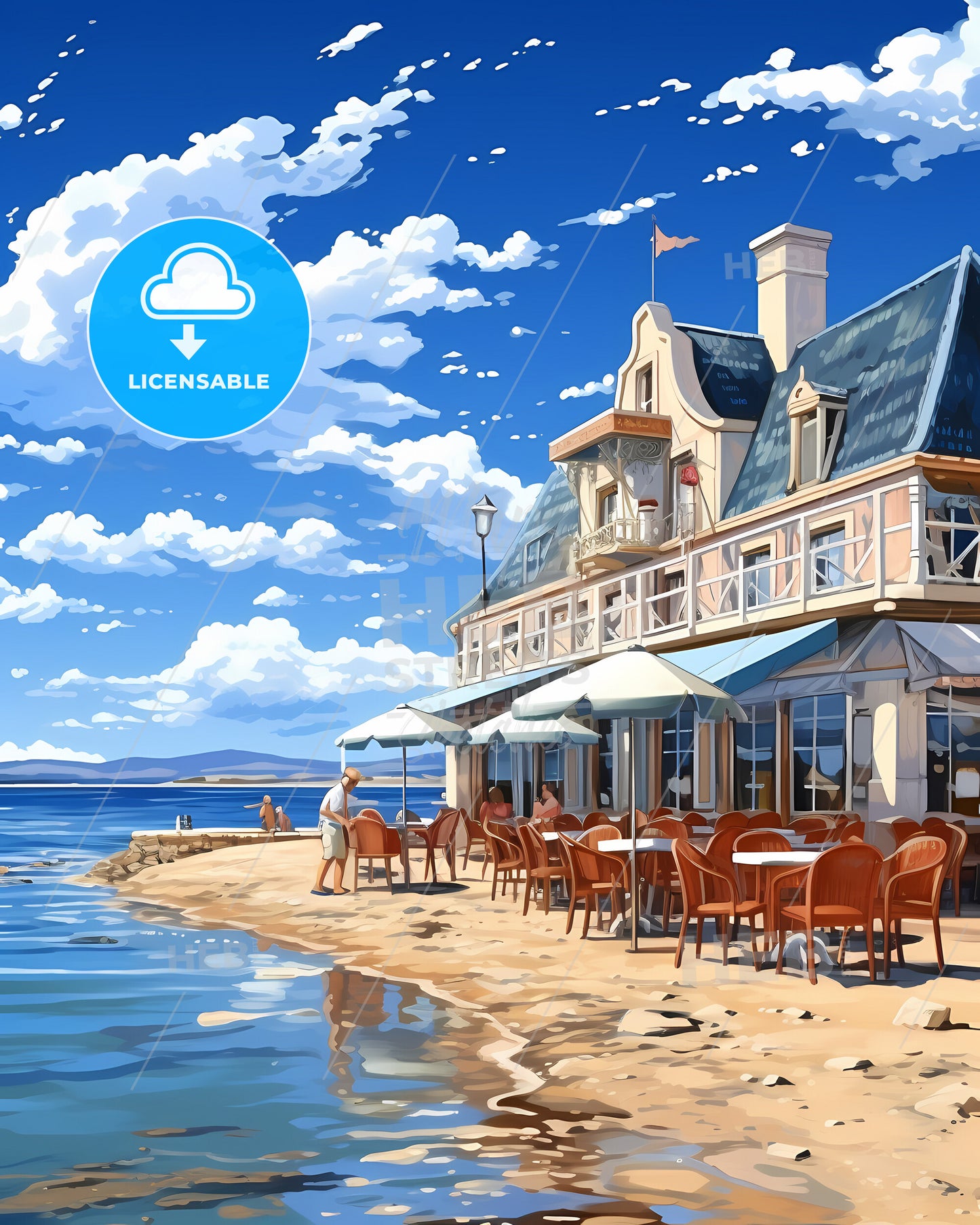 Barreiro, Portugal, a building with tables and chairs on a beach