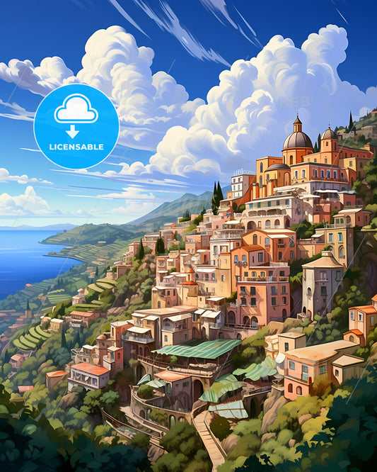 Cava De Tirreni, Italy, a city on a hill