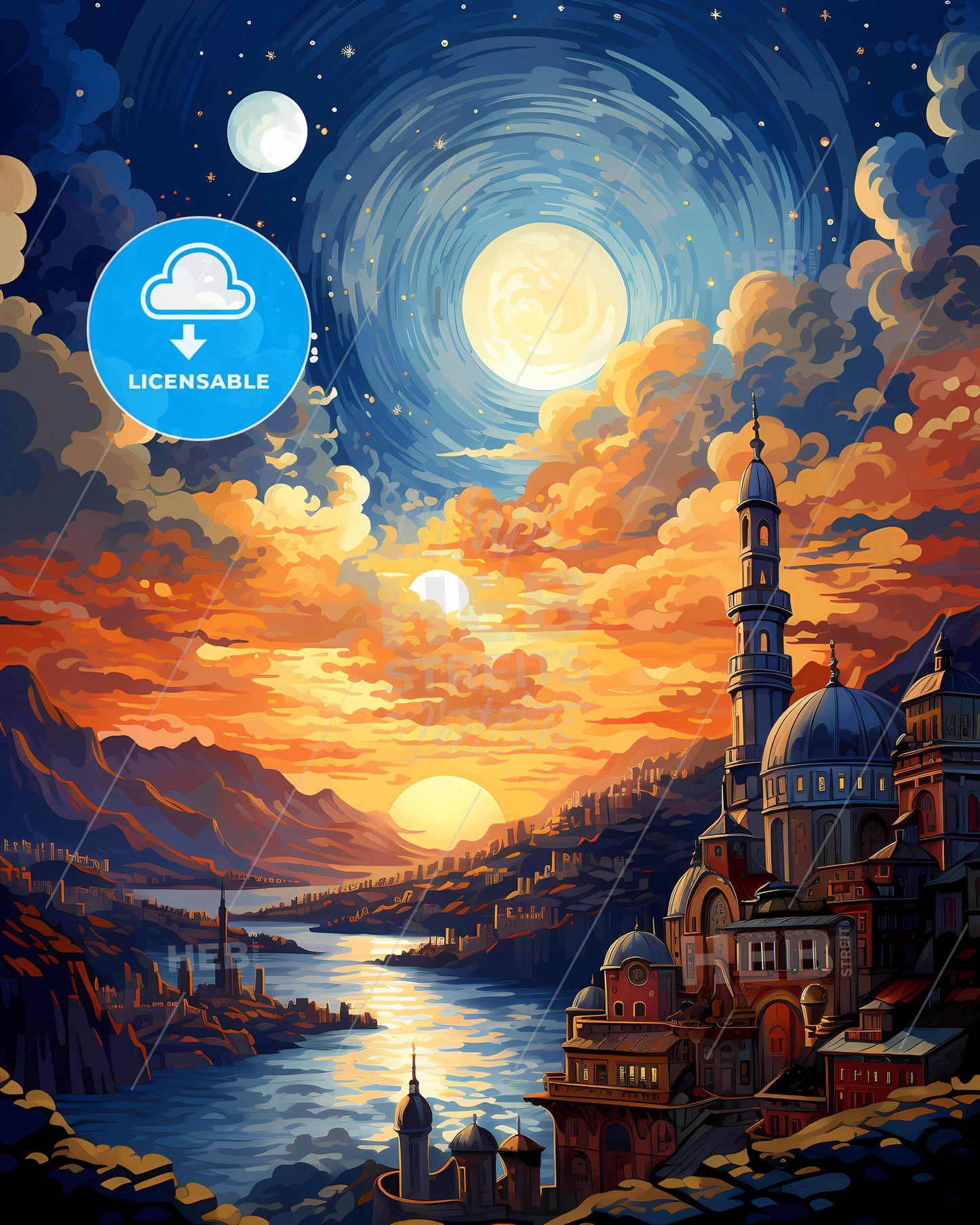 Istanbul, Turkey, a city with towers and a river in front of it