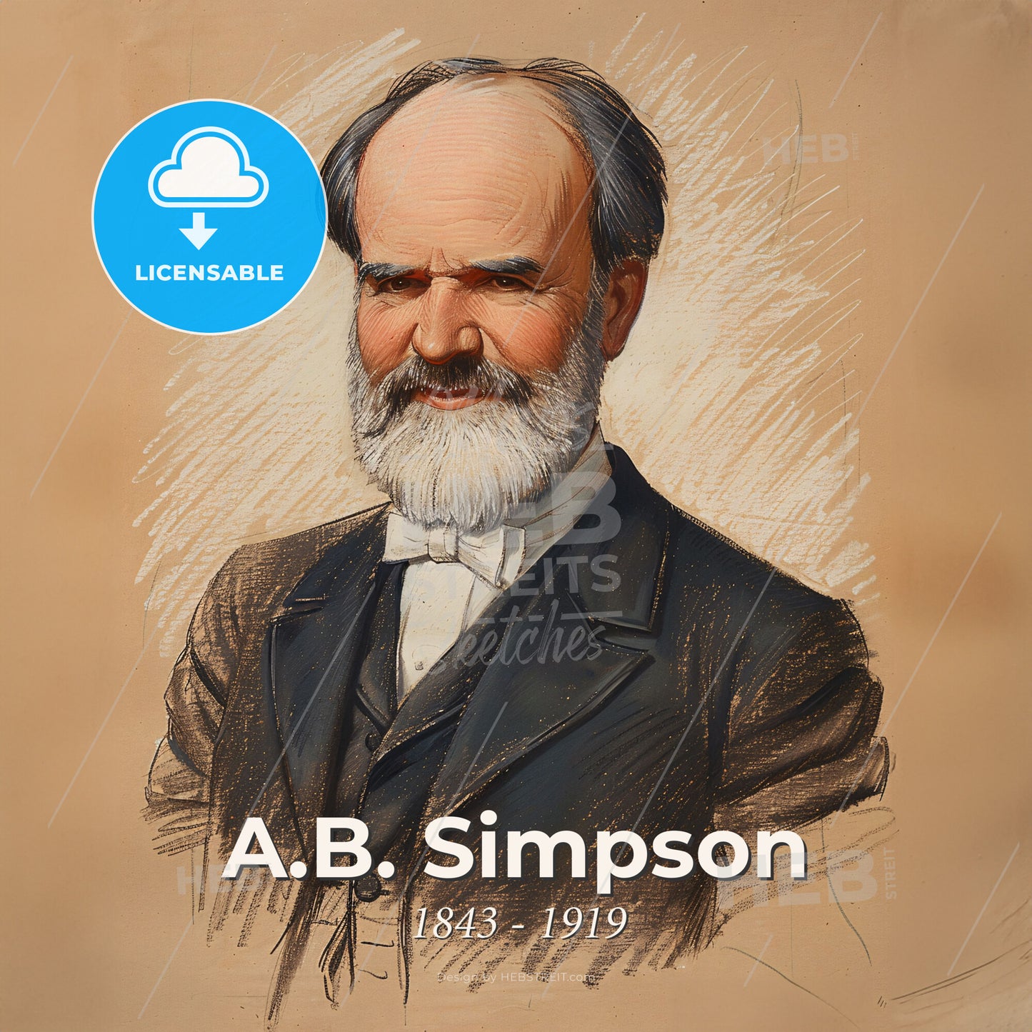 A.B. Simpson, 1843 - 1919, Canadian-American preacher - A Man With A White Beard Print Template